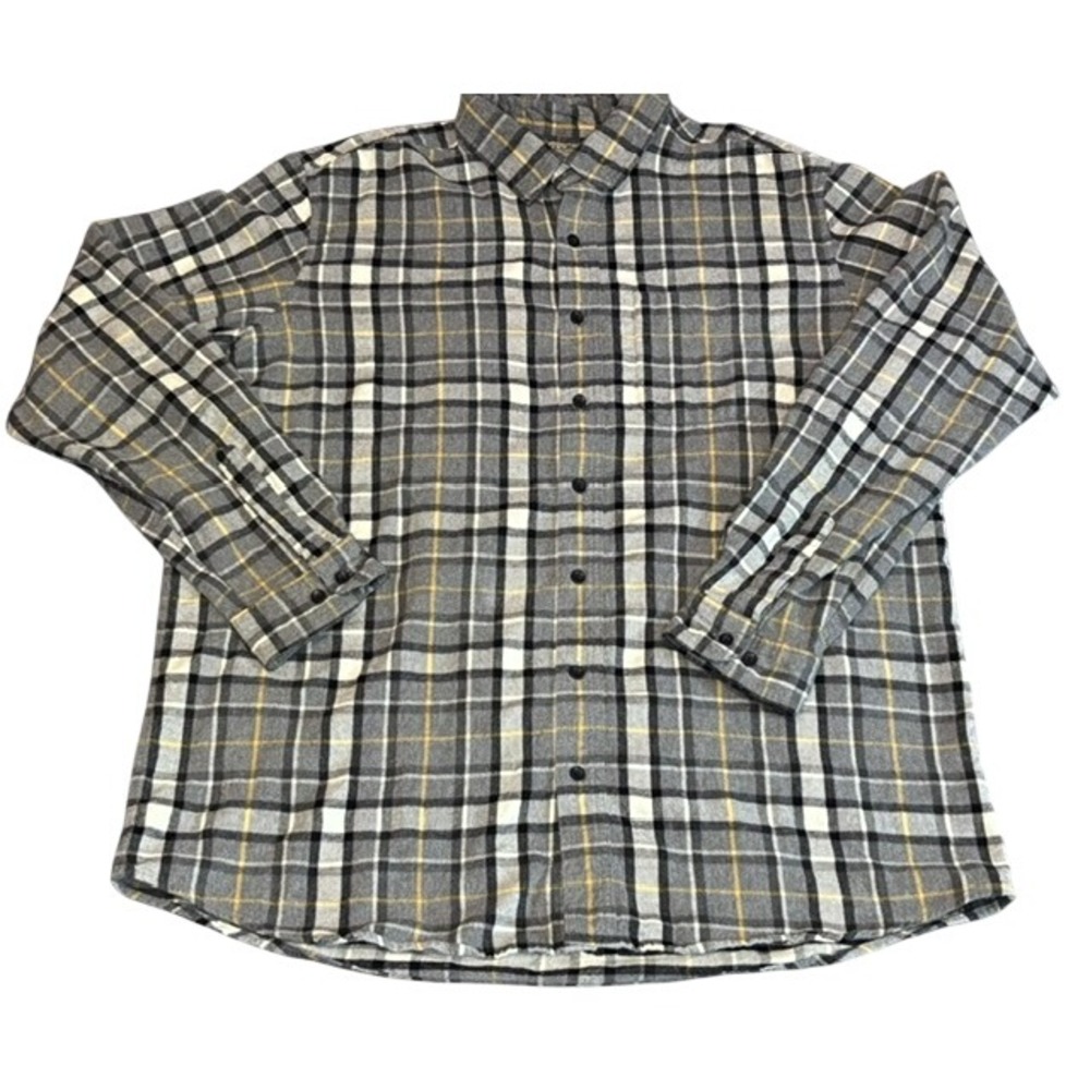 LL Bean Flannel Shirt Mens XL Tall Grey Plaid Cotton Button Down 228066